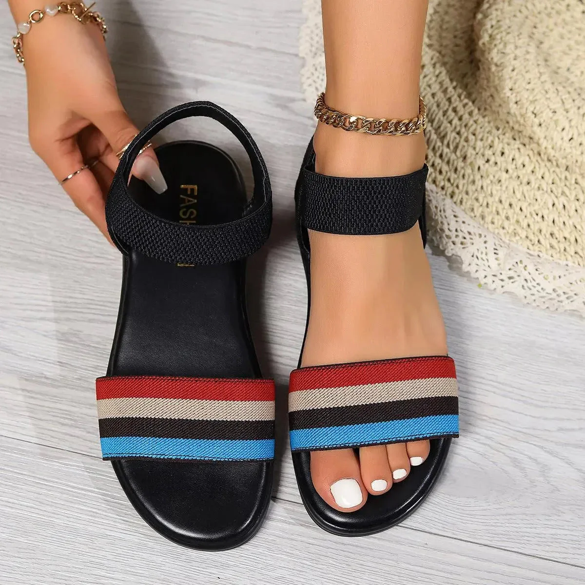 Heidi-Mode | Sommer Leinsandalen mit Elastischem Riemen - Image 4