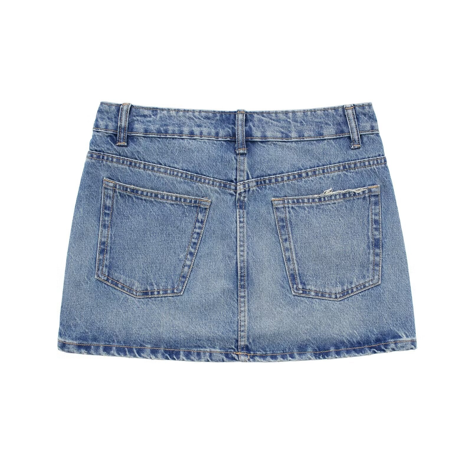 Heidi-Mode | Sommer Frauen Niedrige Taille Alles Passend Jeans Mini Rock - Image 2