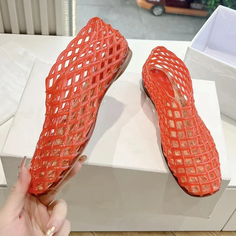 Heidi-Mode | Sommer Jellies Schuhe Frauen Mode Transparent Mesh Hollow Out Strand Schuhe Damen Flache Sandalen Farbige Runde Zehen Jelly Sandalen