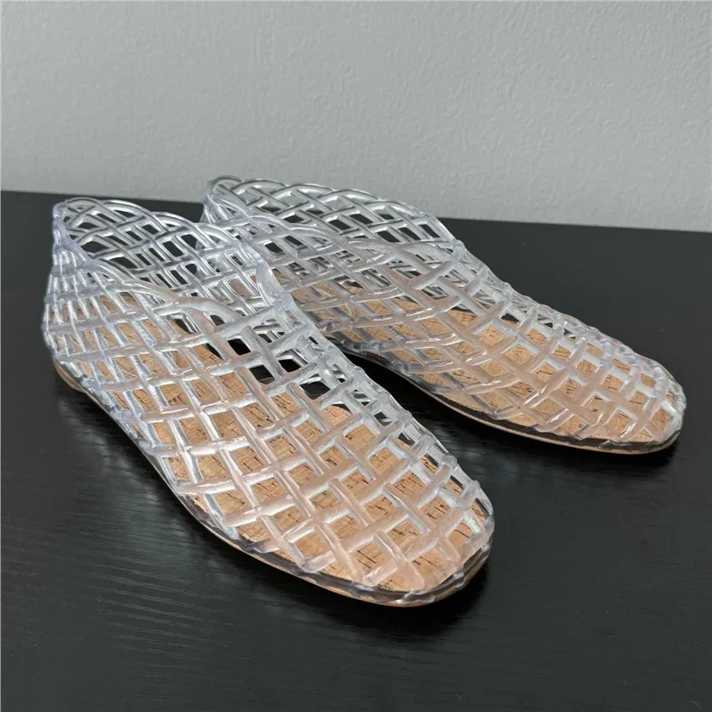 Heidi-Mode | Sommer Jellies Schuhe Frauen Mode Transparent Mesh Hollow Out Strand Schuhe Damen Flache Sandalen Farbige Runde Zehen Jelly Sandalen - Image 4
