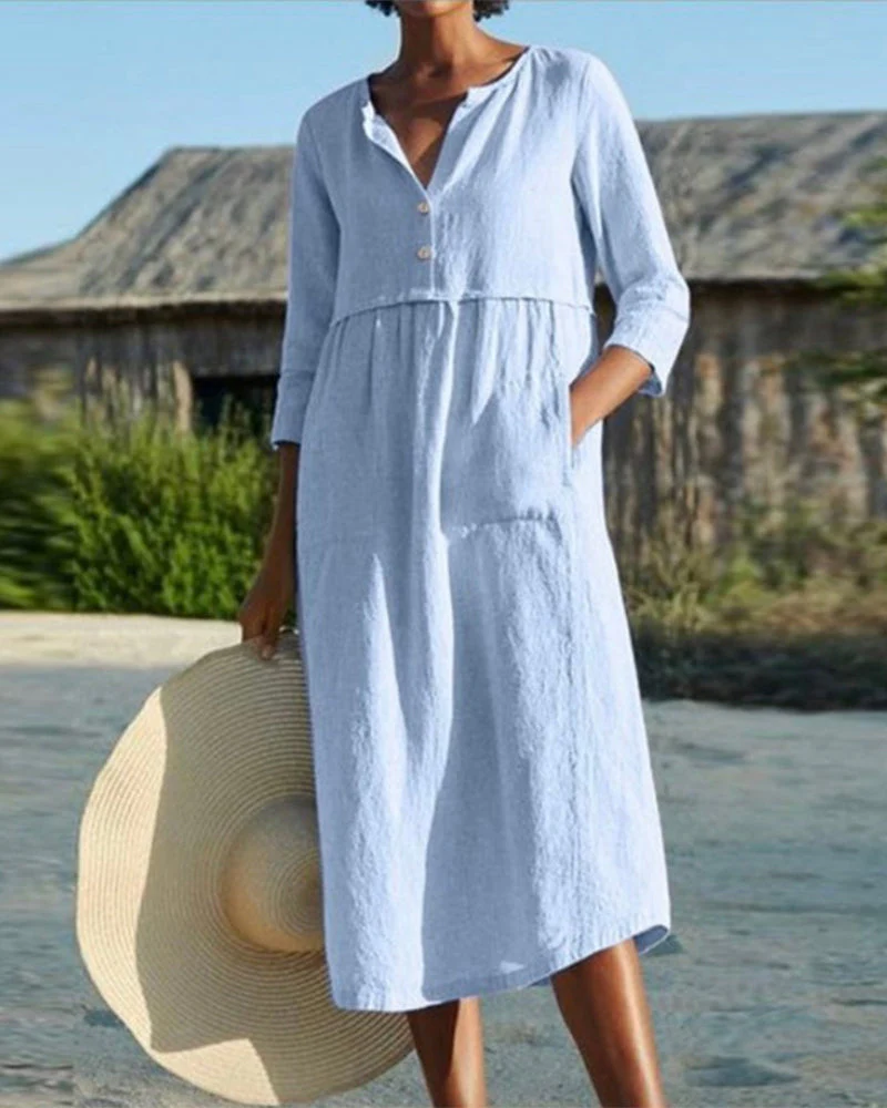 Heidi-Mode | Sommer Midikleid mit Knöpfen Adela - Image 3