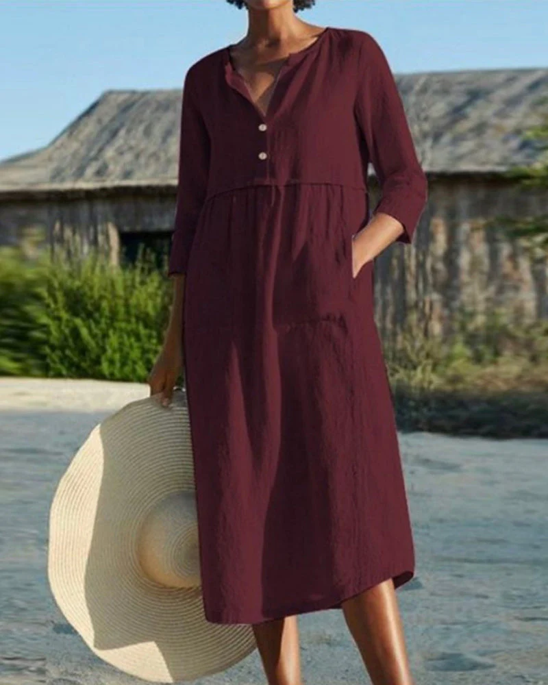 Heidi-Mode | Sommer Midikleid mit Knöpfen Adela - Image 4