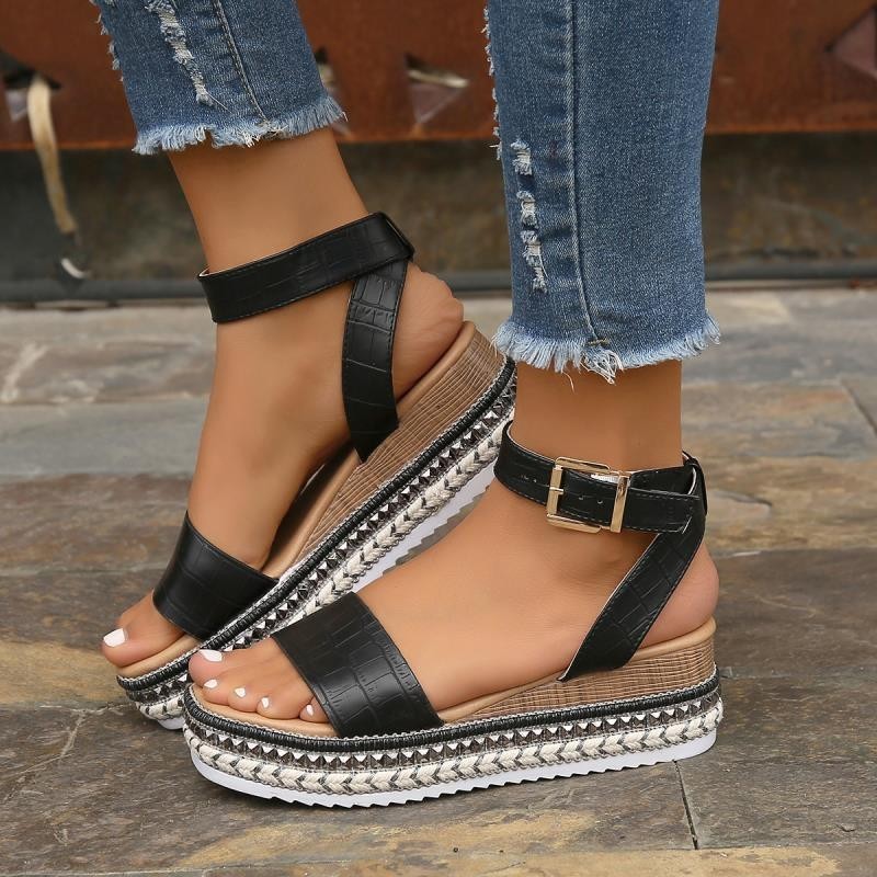Heidi-Mode | Sommer Sandalen mit Schnallenriemen und Plateau - Image 6