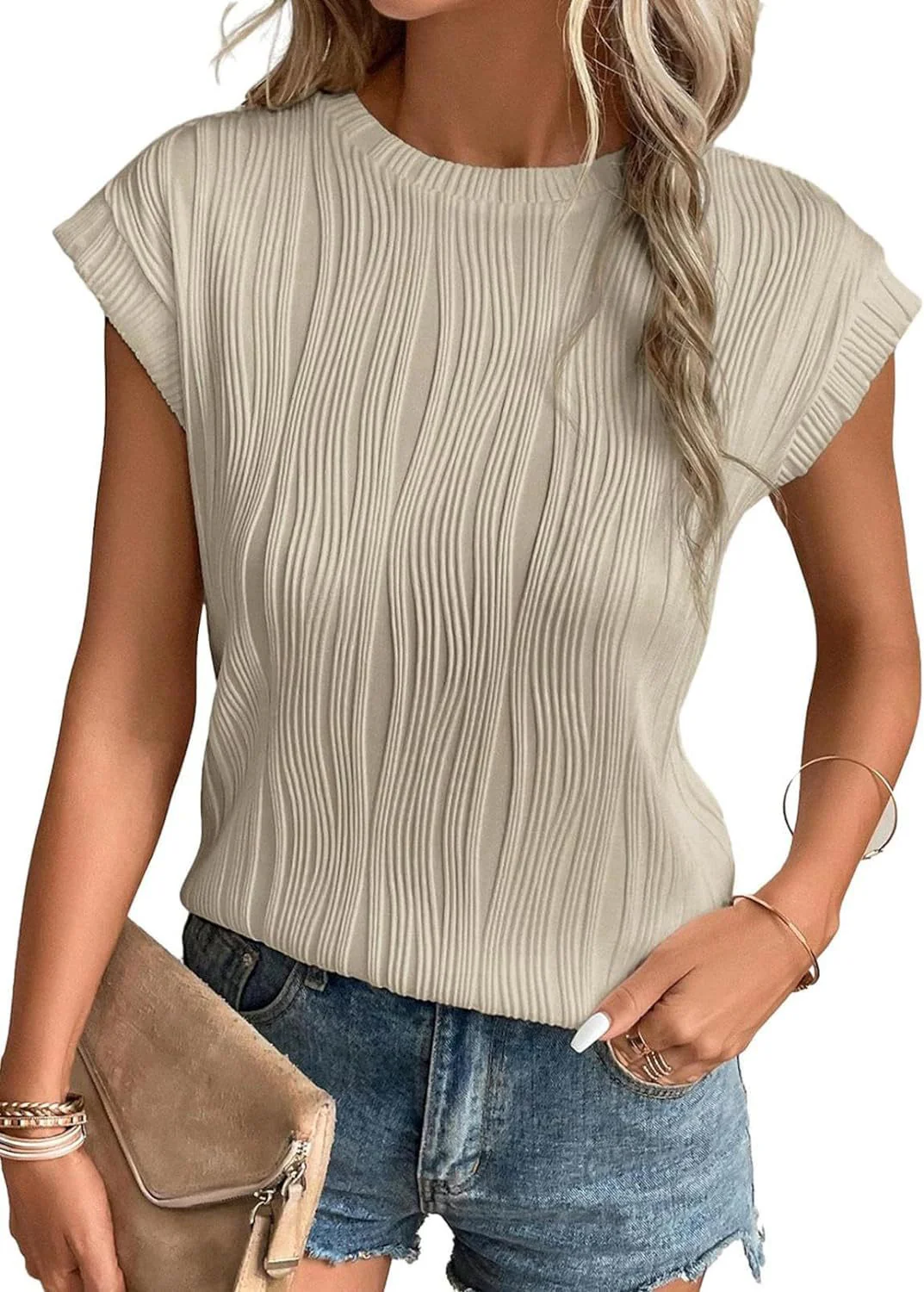 Heidi-Mode | Sommer-T-Shirt für Damen mit Rundhalsausschnitt und Superkurzen Ärmeln - Image 5