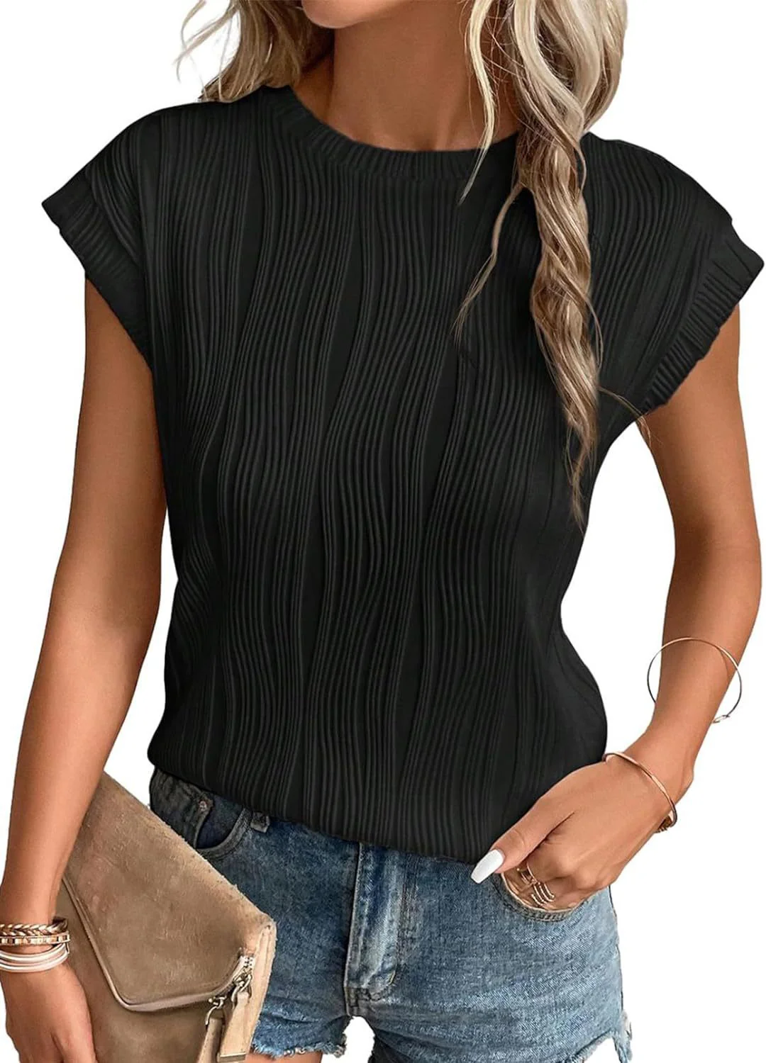 Heidi-Mode | Sommer-T-Shirt für Damen mit Rundhalsausschnitt und Superkurzen Ärmeln - Image 7
