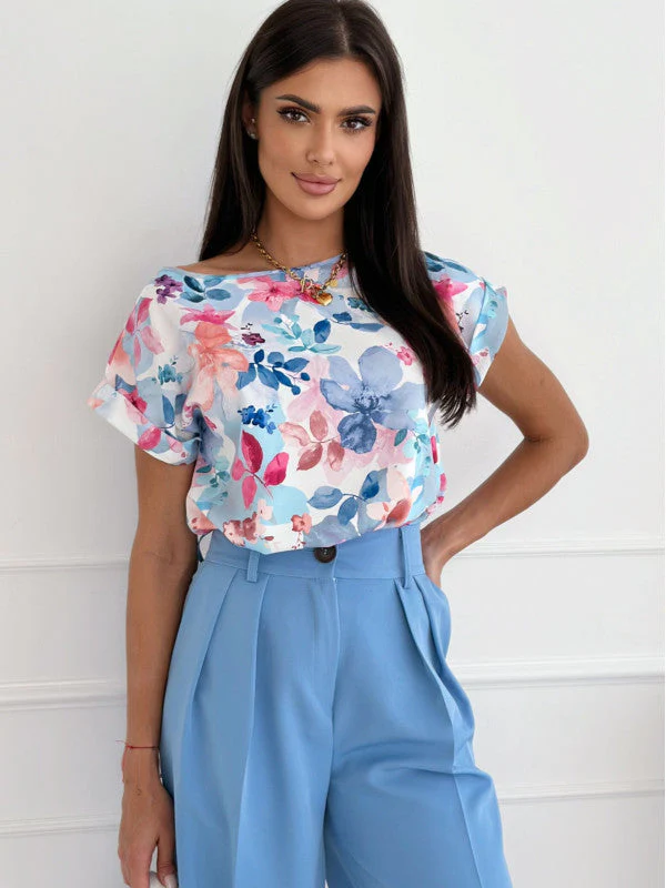 Heidi-Mode | Sommerbedrucktes Rundhalslockeres Shirt - Image 9