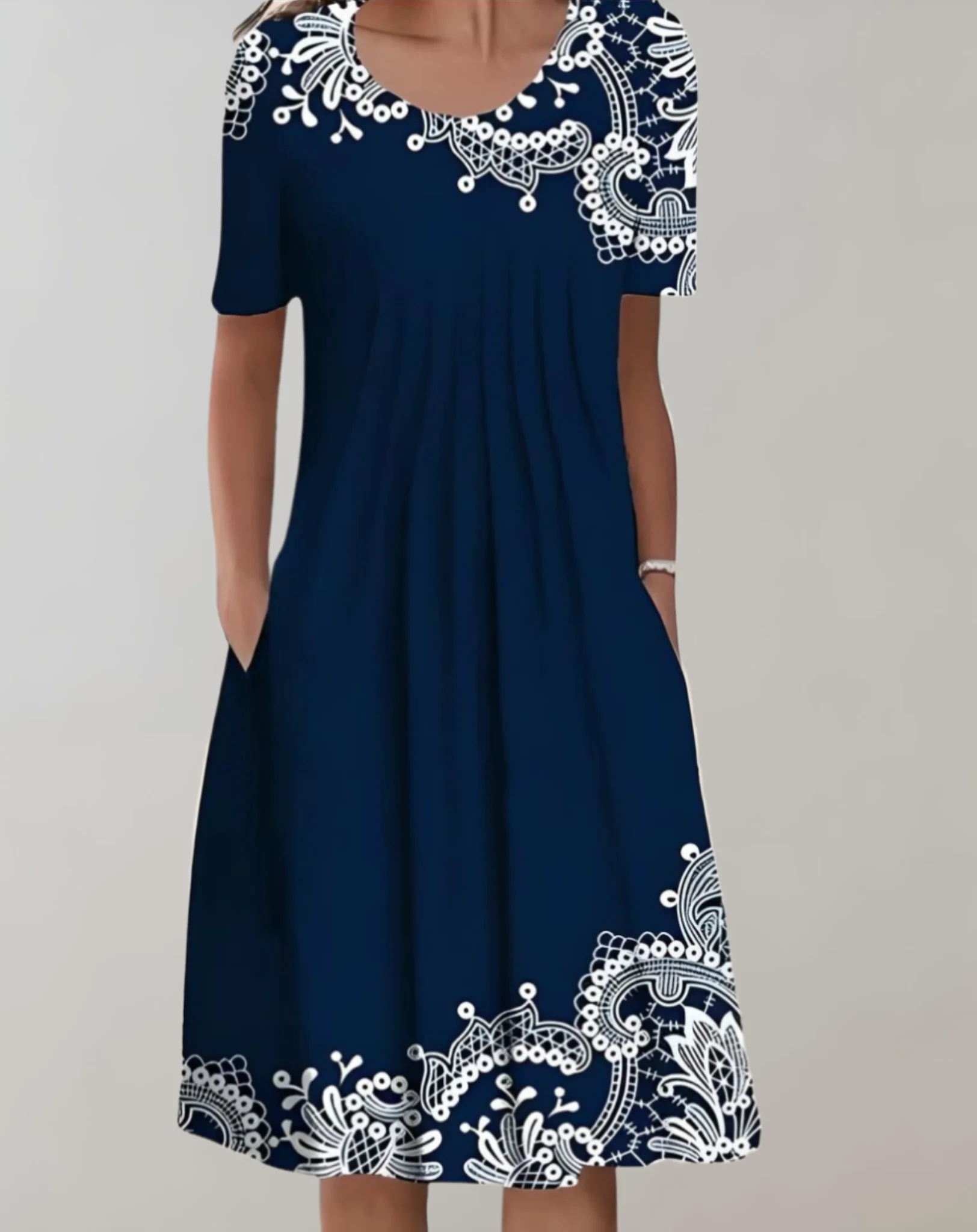 Heidi-Mode | Sommerkleid V-Ausschnitt Blumenmuster Leichtes Freizeitkleid - Image 4
