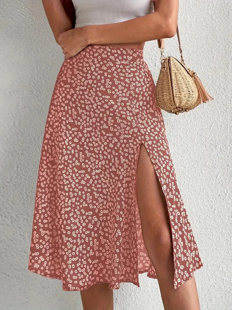Heidi-Mode | Sommerrock, Floral, Geteilt, Midi-Rock, Rock mit Hoher Taille - Image 10