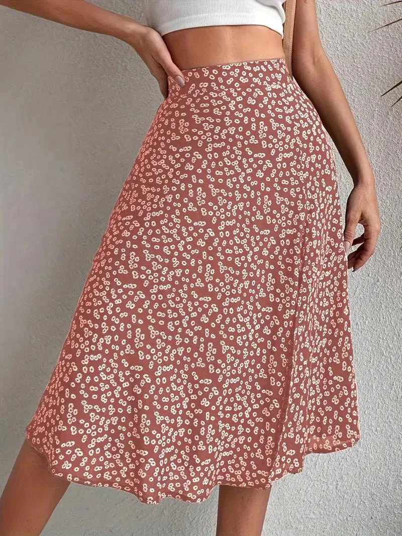 Heidi-Mode | Sommerrock, Floral, Geteilt, Midi-Rock, Rock mit Hoher Taille - Image 11