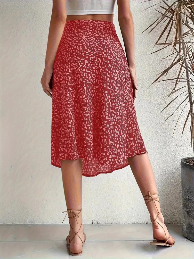 Heidi-Mode | Sommerrock, Floral, Geteilt, Midi-Rock, Rock mit Hoher Taille - Image 15