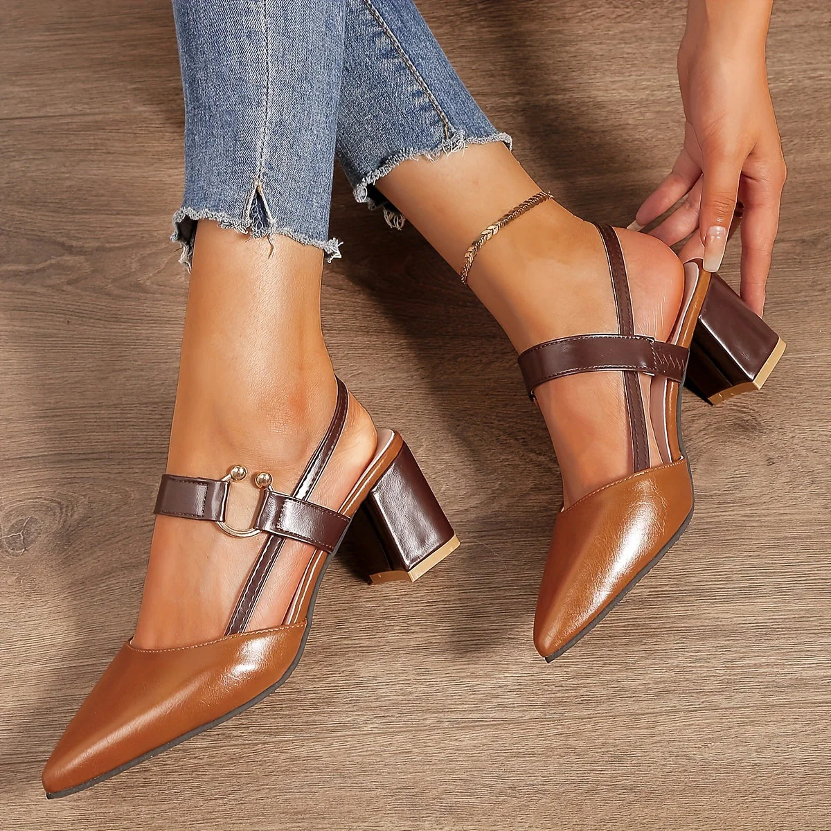 Heidi-Mode | Spitz Zulaufende Blockabsatz Schuhe für Frauen - Image 3