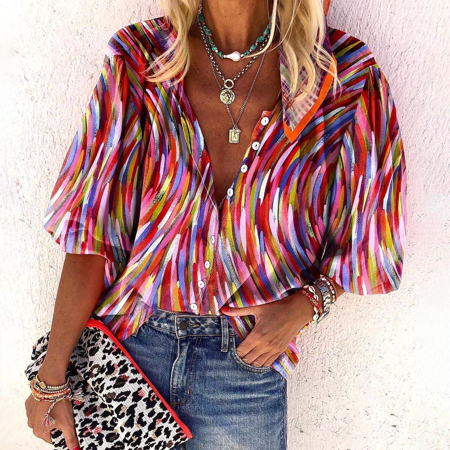 Heidi-Mode | Spitzenbestickte Boho Langarm Tunika Bluse - Image 3
