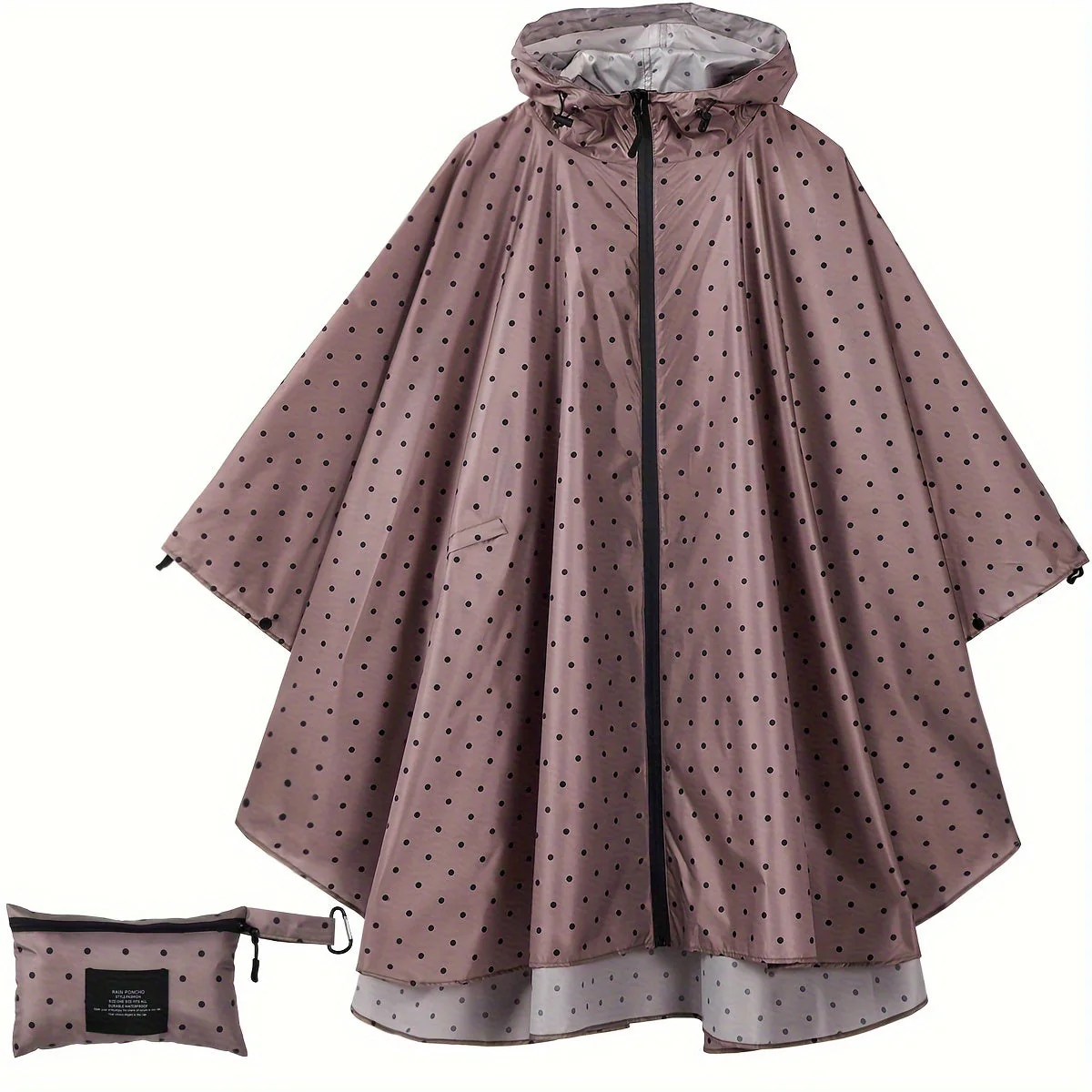 Heidi-Mode | Sportliche Damen Regenponcho mit Kapuze und Geometrischem Muster - Image 8