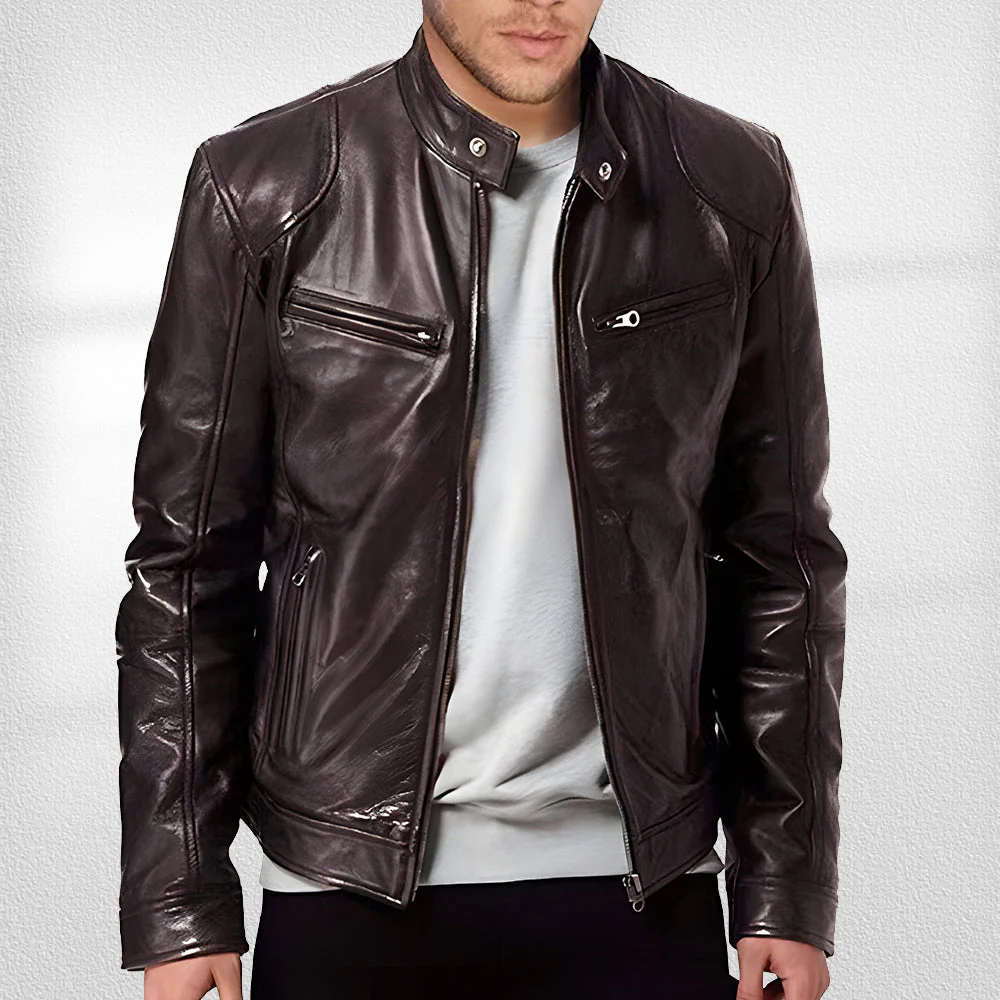 Heidi-Mode | Stehkragen, Trendige Lederjacke, Hübsche Motorrad-Lederjacke - Image 5