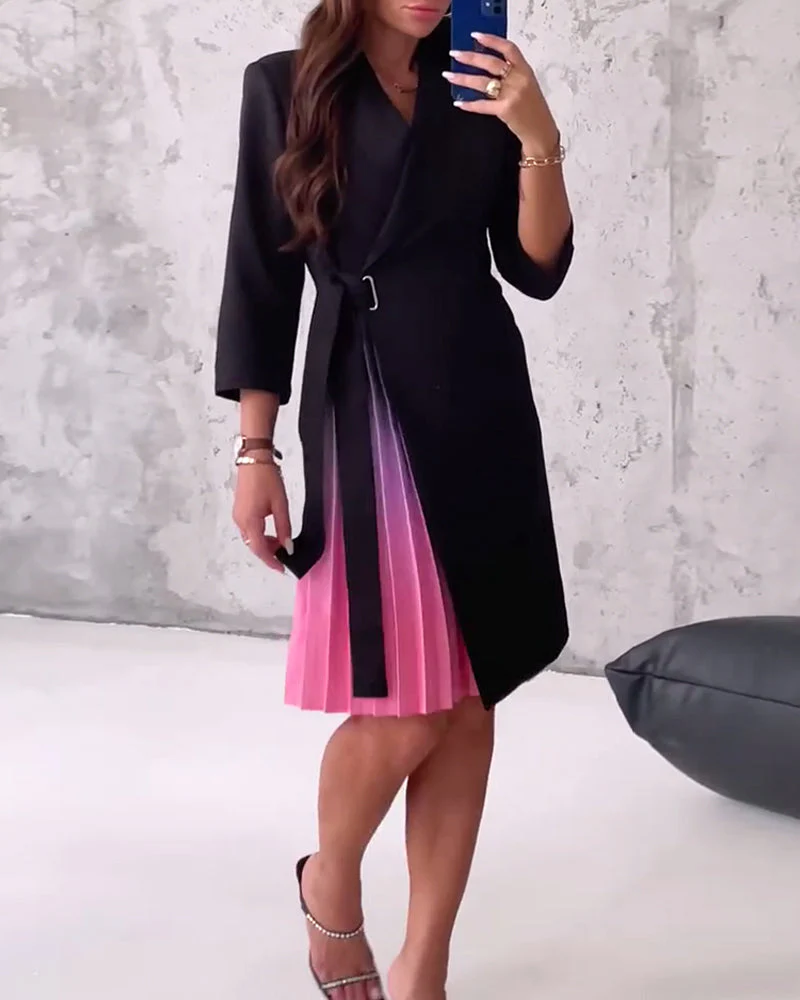 Heidi-Mode | Stilvolle Plissierte Kleid mit Taillengurt