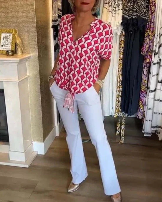 Heidi-Mode | Stilvolle Geometrische Bedruckte Bluse für Frauen - Image 2