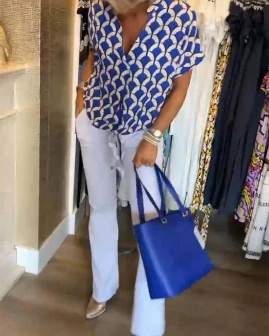 Heidi-Mode | Stilvolle Geometrische Bedruckte Bluse für Frauen - Image 4