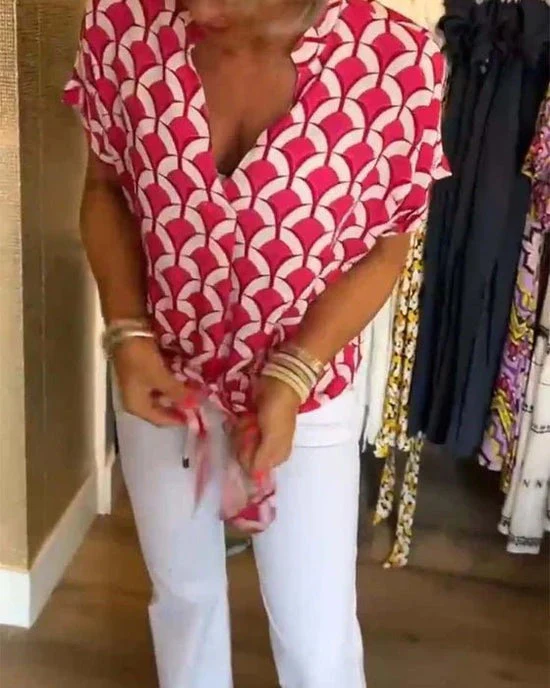Heidi-Mode | Stilvolle Geometrische Bedruckte Bluse für Frauen - Image 6