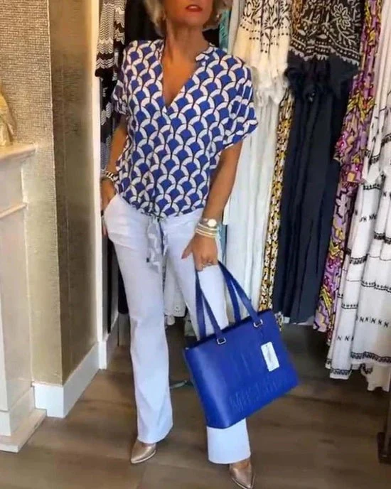 Heidi-Mode | Stilvolle Geometrische Bedruckte Bluse für Frauen - Image 8