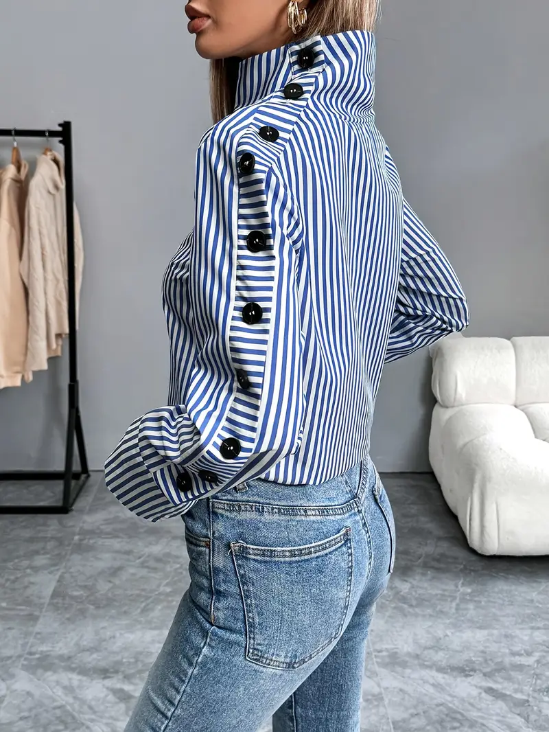 Heidi-Mode | Stylische Gestreifte Bluse Aus Baumwolle - Image 2