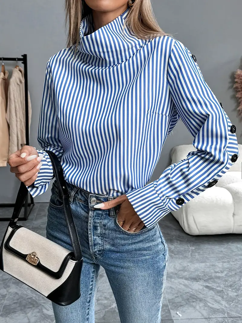 Heidi-Mode | Stylische Gestreifte Bluse Aus Baumwolle - Image 5