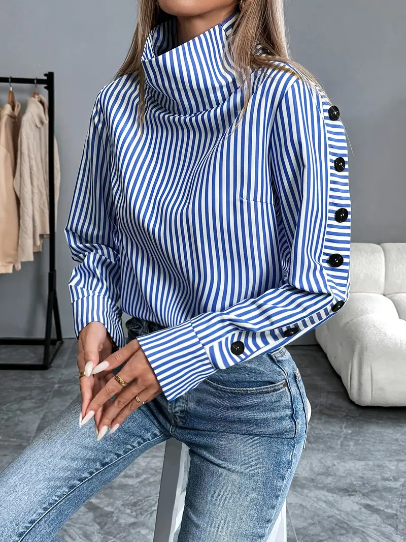 Heidi-Mode | Stylische Gestreifte Bluse Aus Baumwolle - Image 6