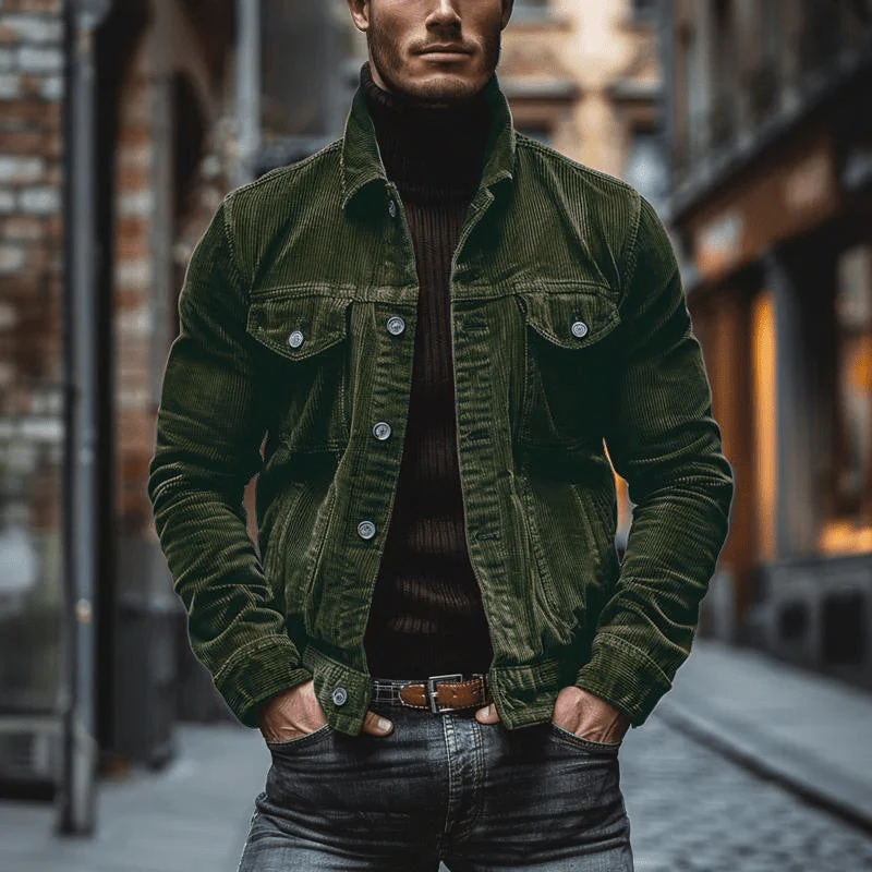 Heidi-Mode | Stilvolle Herren Jacke Weinlese Cord Jacke Trendy Design - Image 2