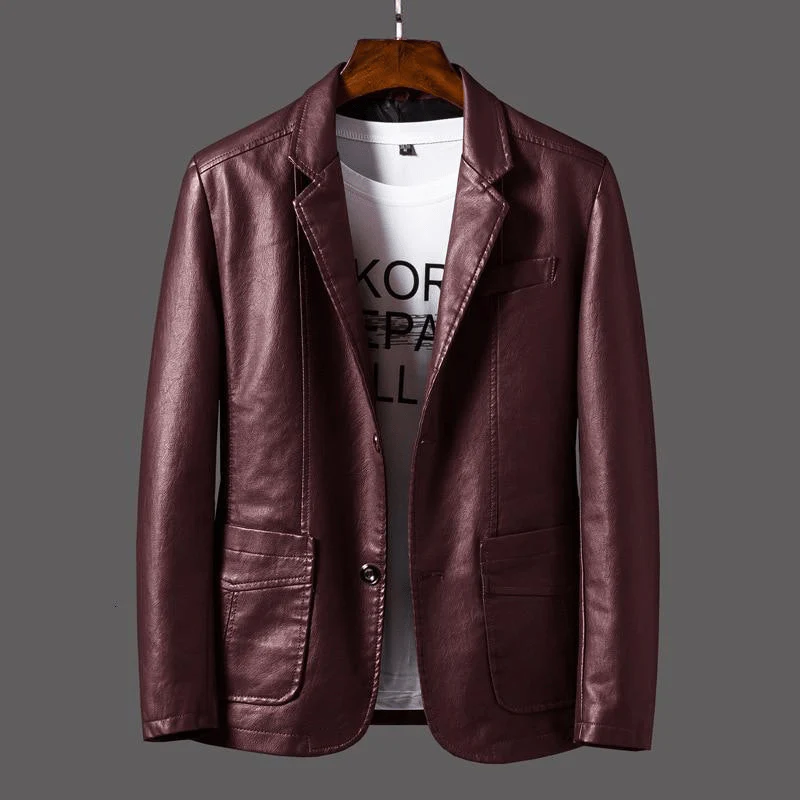 Heidi-Mode | Stilvolle Leder Herren Blazer Klassischer Schnitt - Image 3