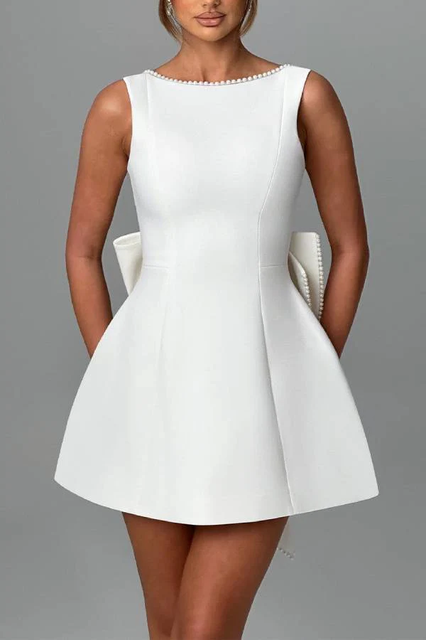 Heidi-Mode | Stylisches mit Perlen Verziertes Großes Schleifen Slim-Fit Mini-Kleid - Image 8