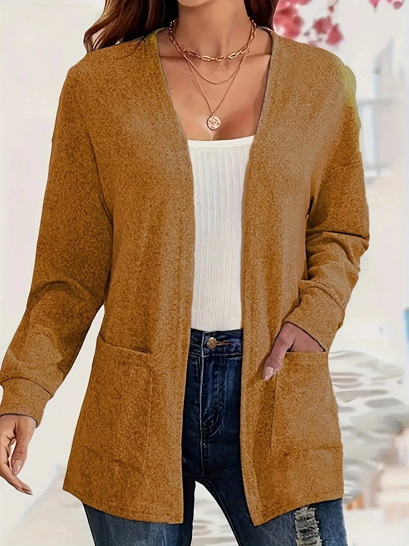 Heidi-Mode | Stilvolle Strickjacke mit Offener Front & Taschen - Image 5