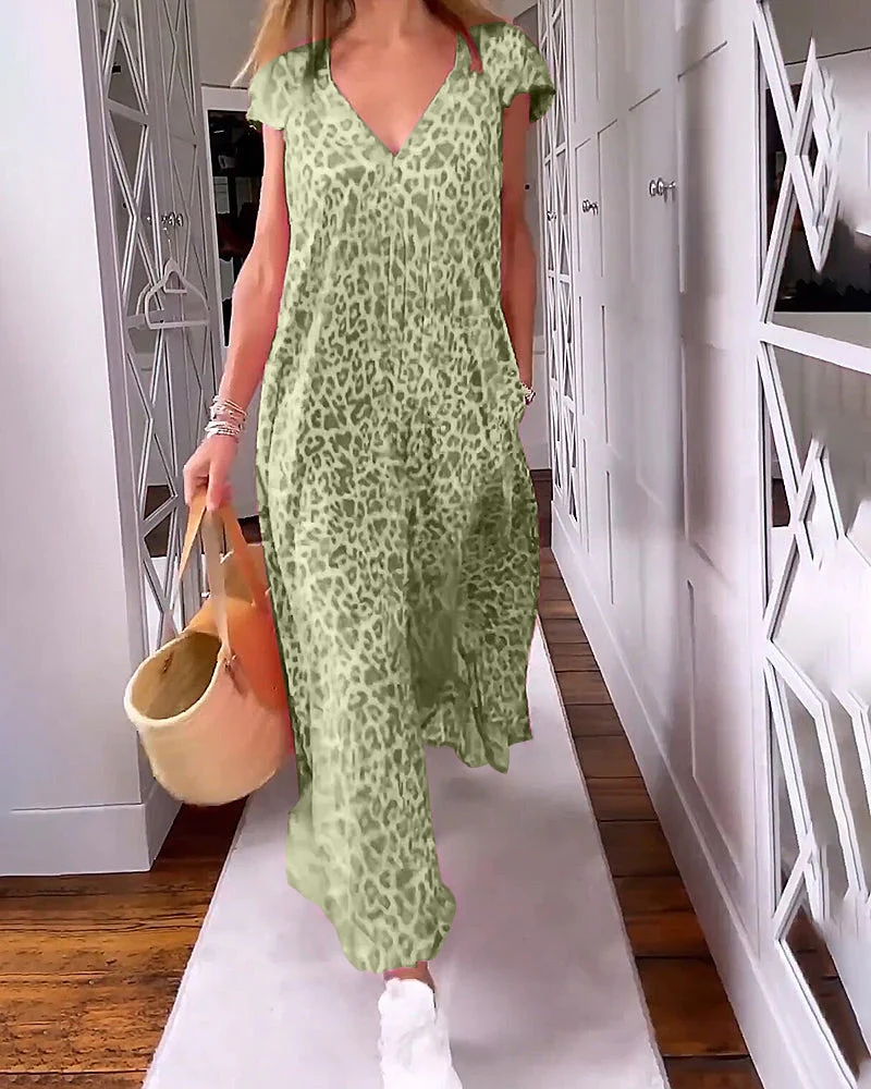 Heidi-Mode | Stilvolles, Bequemes, Bedrucktes Langes Kleid mit V-Ausschnitt - Image 4
