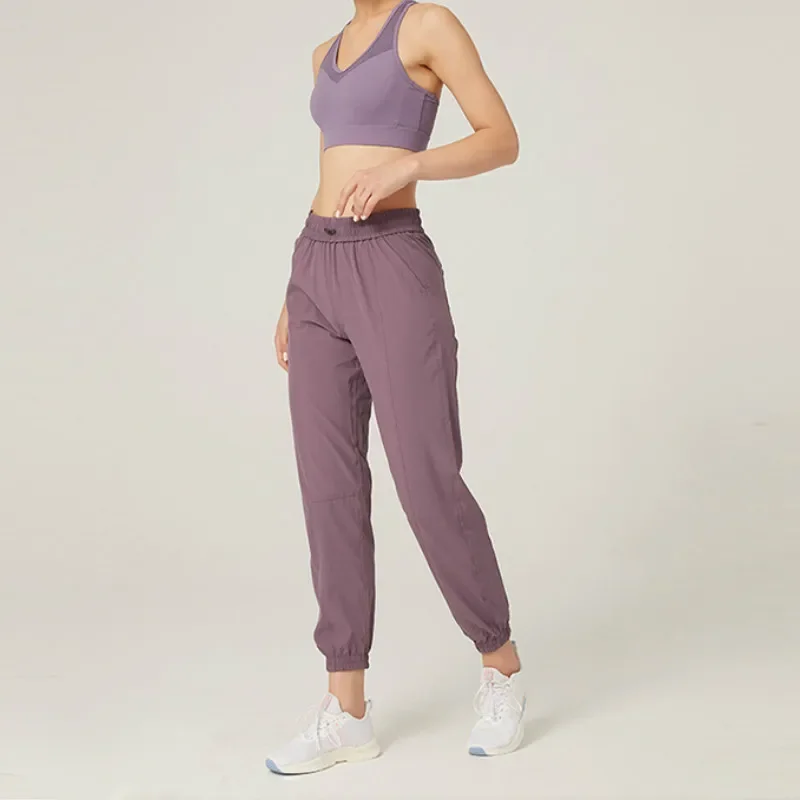 Heidi-Mode | Stoff Schnürsenkel Lauf Sport Joggers Frauen Schnell Trocknend Athletic Fitness Trainings Sweatpants mit Zwei Taschen Bewegung Hosen - Image 3