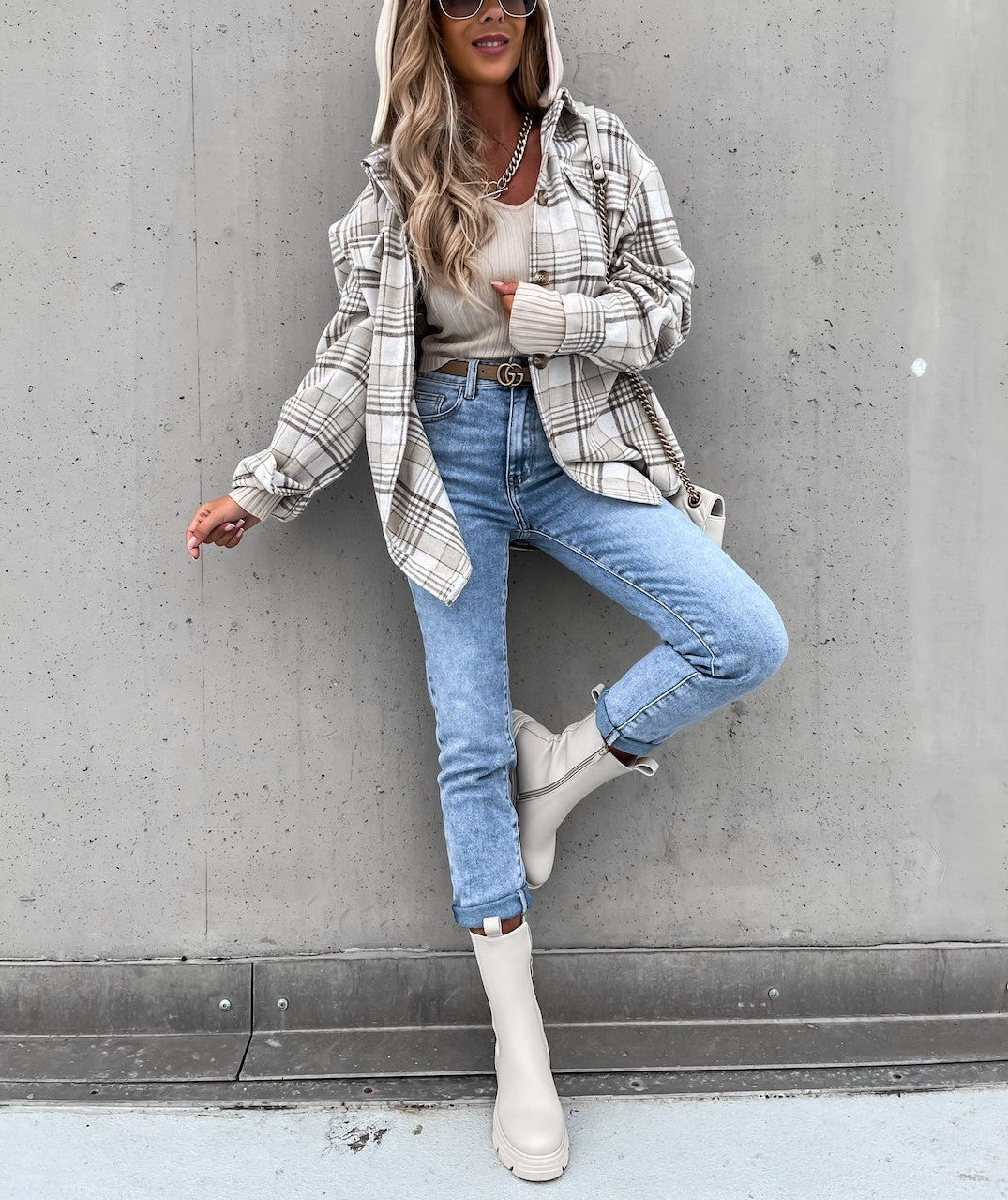 Heidi-Mode | Street Style Chic Karierte Jacke mit Kapuze - Image 3