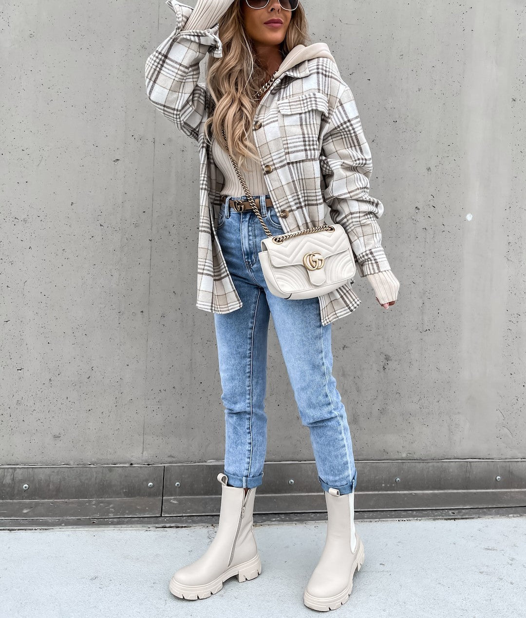 Heidi-Mode | Street Style Chic Karierte Jacke mit Kapuze - Image 5