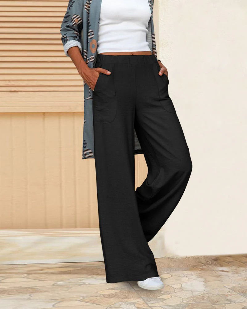 Heidi-Mode | Schmale Hose mit Hoher Taille In Einfarbigem Farbton
