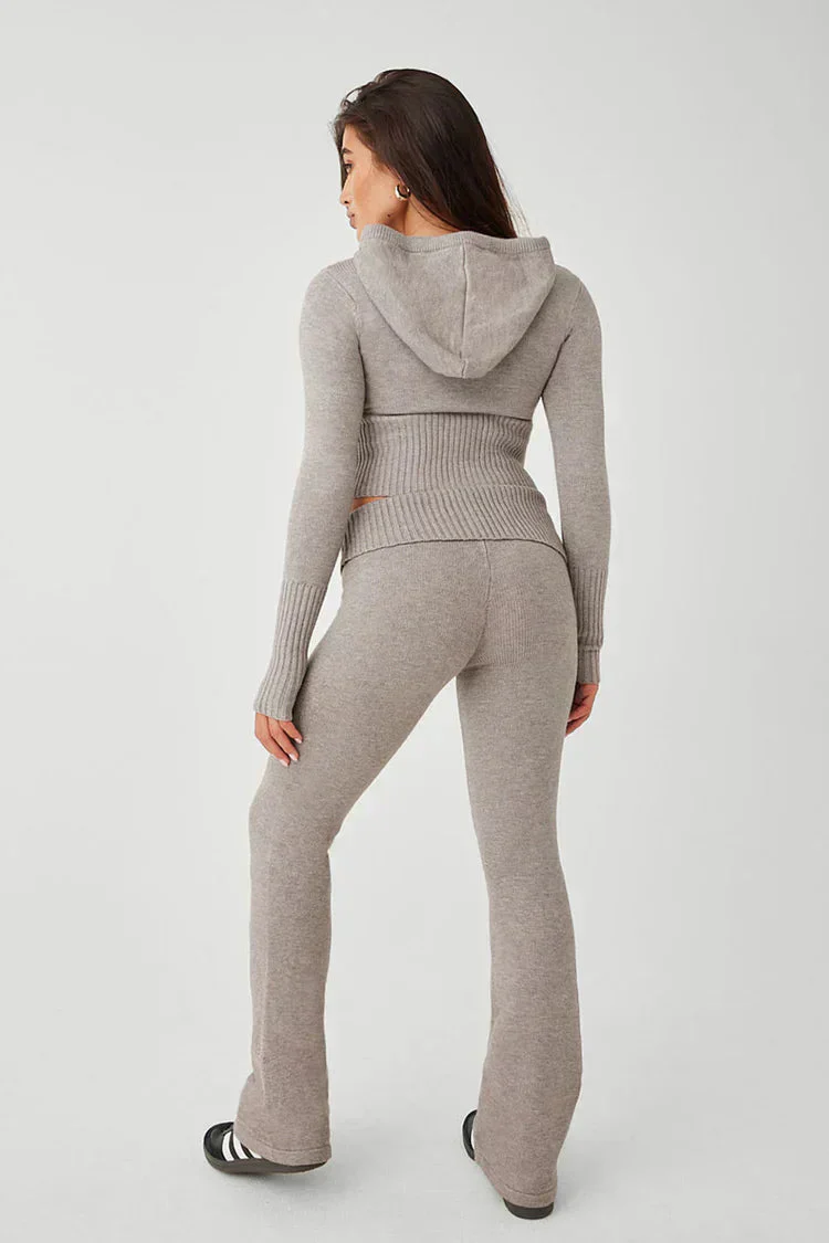 Heidi-Mode | Strick Set Kapuzenjacke Strick Cardigan Strick Set Loungewear für Damen