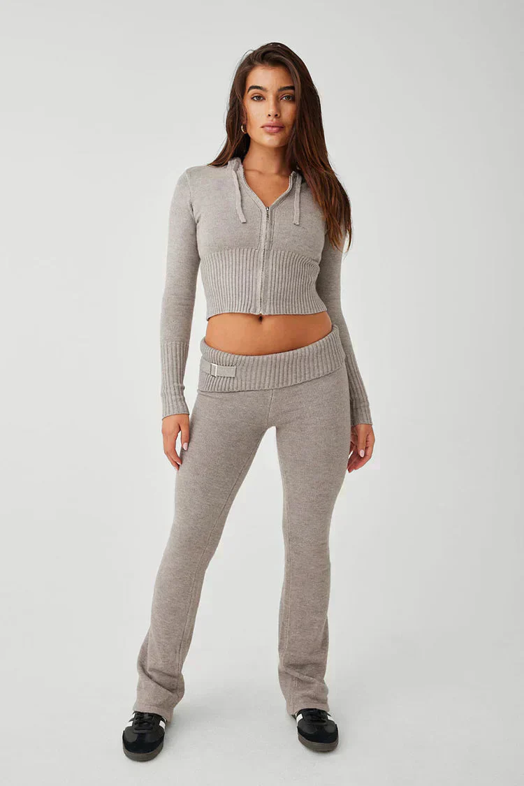 Heidi-Mode | Strick Set Kapuzenjacke Strick Cardigan Strick Set Loungewear für Damen - Image 8