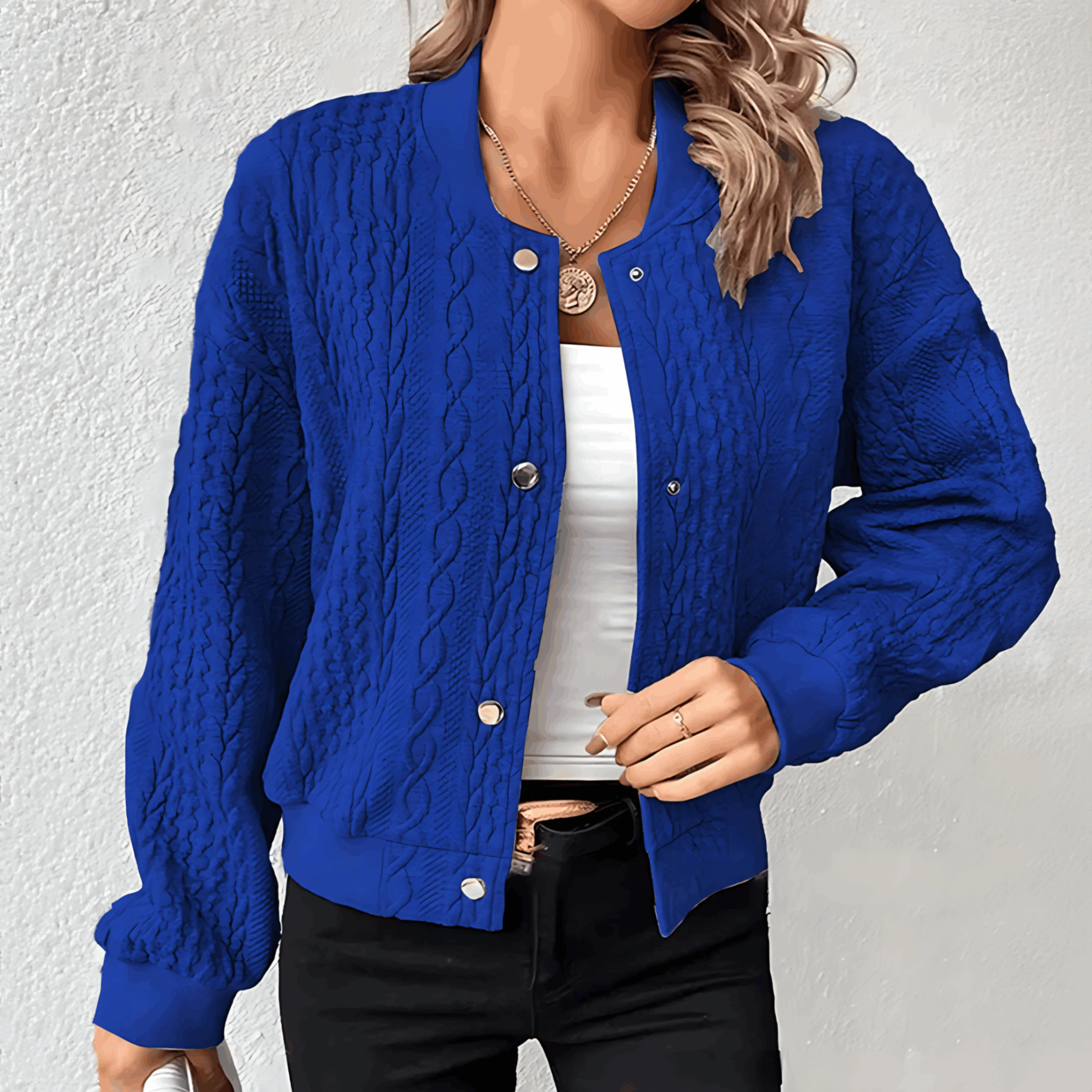 Heidi-Mode | Strickjacke Im Bomberjacken-Stil mit Knöpfen für Damen - Image 10