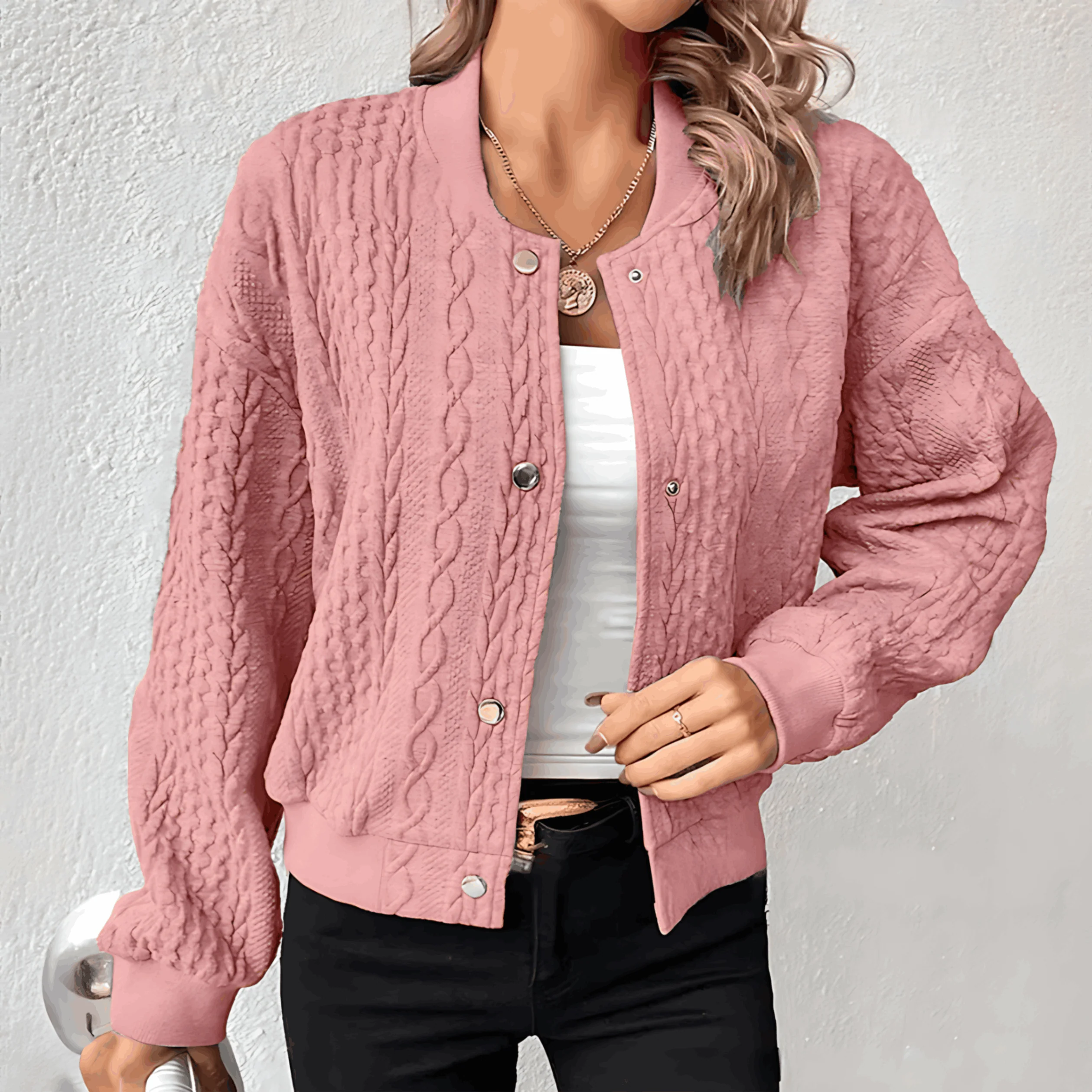 Heidi-Mode | Strickjacke Im Bomberjacken-Stil mit Knöpfen für Damen - Image 11