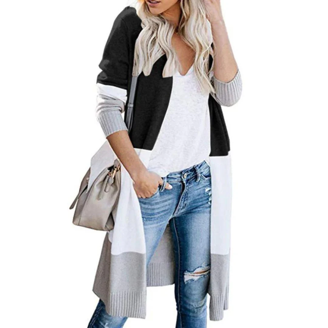 Heidi-Mode | Strickjacke mit Farbblock und Offener Front - Image 16