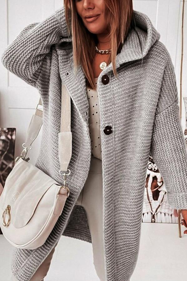 Heidi-Mode | Strickjacke mit Kapuze Lockerer Schnitt Weich und Warm - Image 11