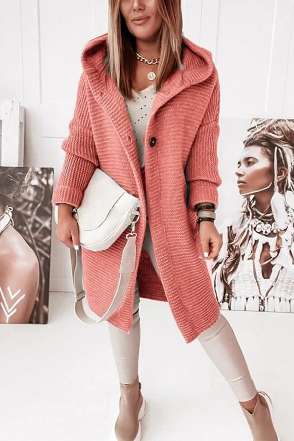 Heidi-Mode | Strickjacke mit Kapuze Lockerer Schnitt Weich und Warm - Image 6