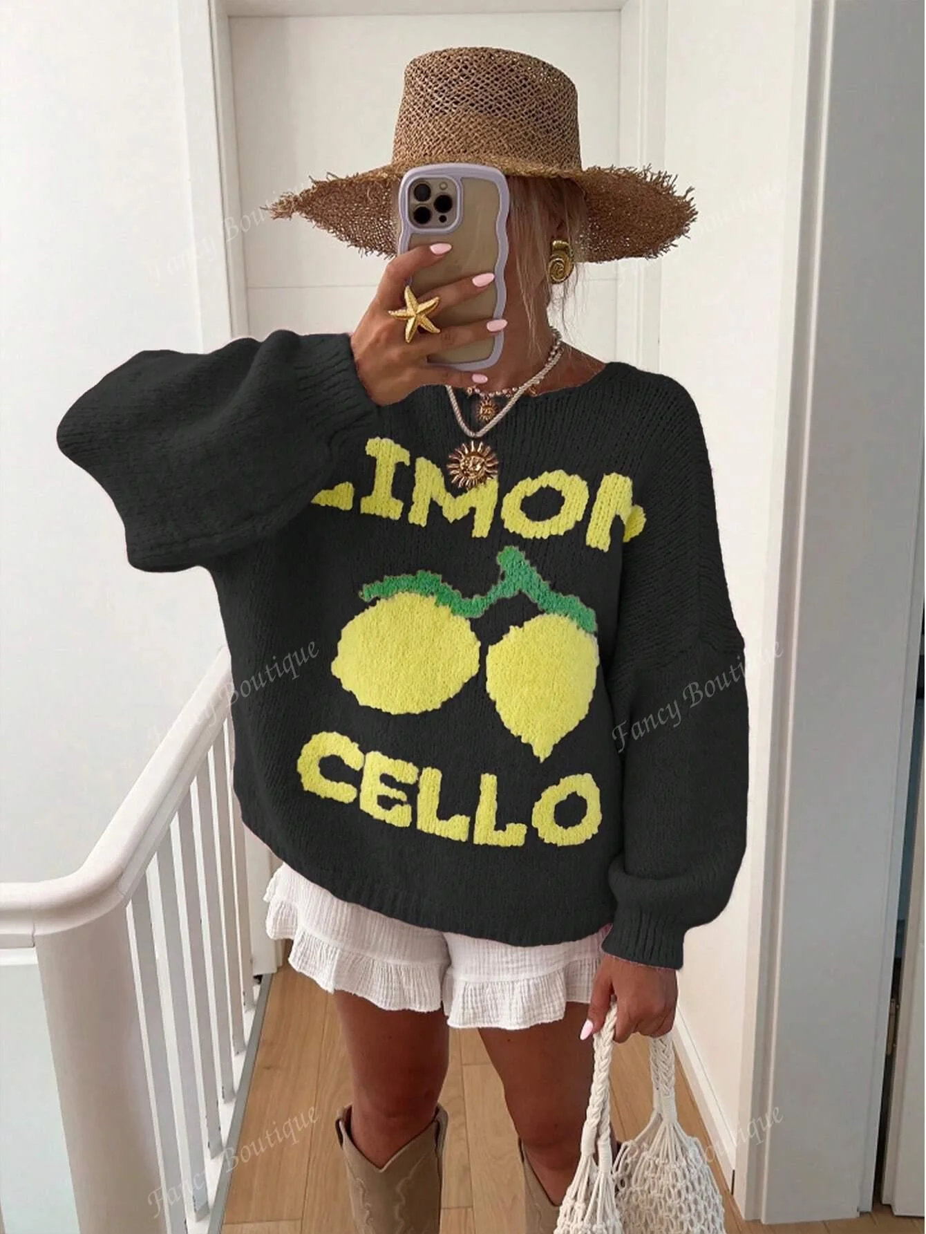 Heidi-Mode | Strickpullover mit Zitronenprint für Damen - Image 5
