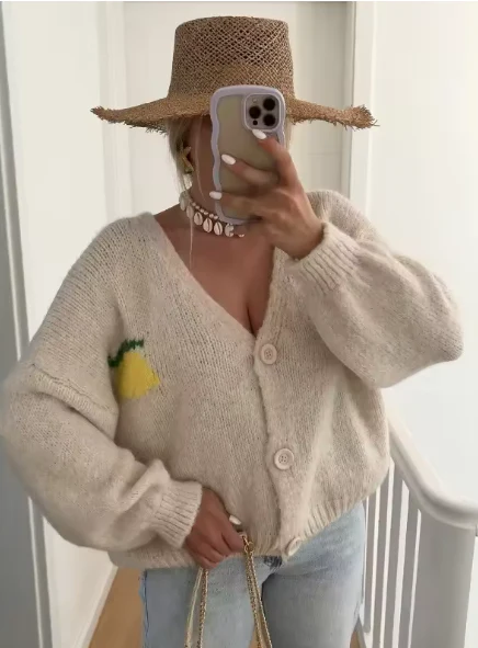 Heidi-Mode | Strickpullover mit Zitronenprint für Damen - Image 9