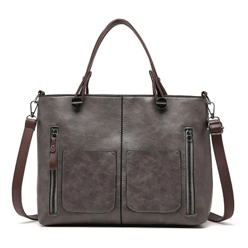 Heidi-Mode | Strukturierte Lederhandtasche mit Zwei Fächern für Damen - Image 8
