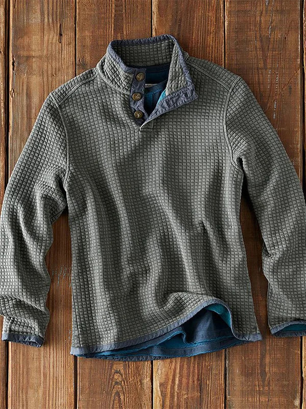 Heidi-Mode | Strukturiertes Waffelshirt mit Knopfdetails Baumwollmischung Warm und Robust - Image 3