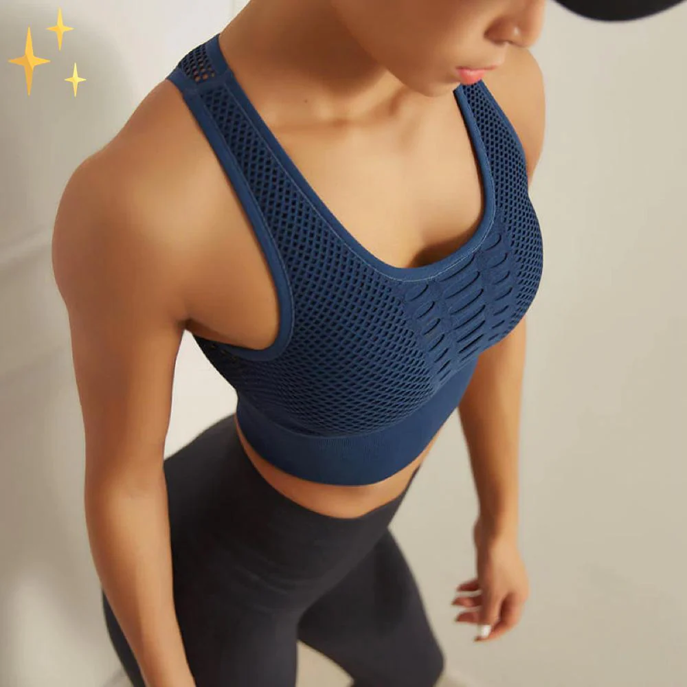 Heidi-Mode | Sport-Bh Top mit Gekreuzten Trägern und Netzrücken Aus Luftigem Dehnbarem Material - Image 6