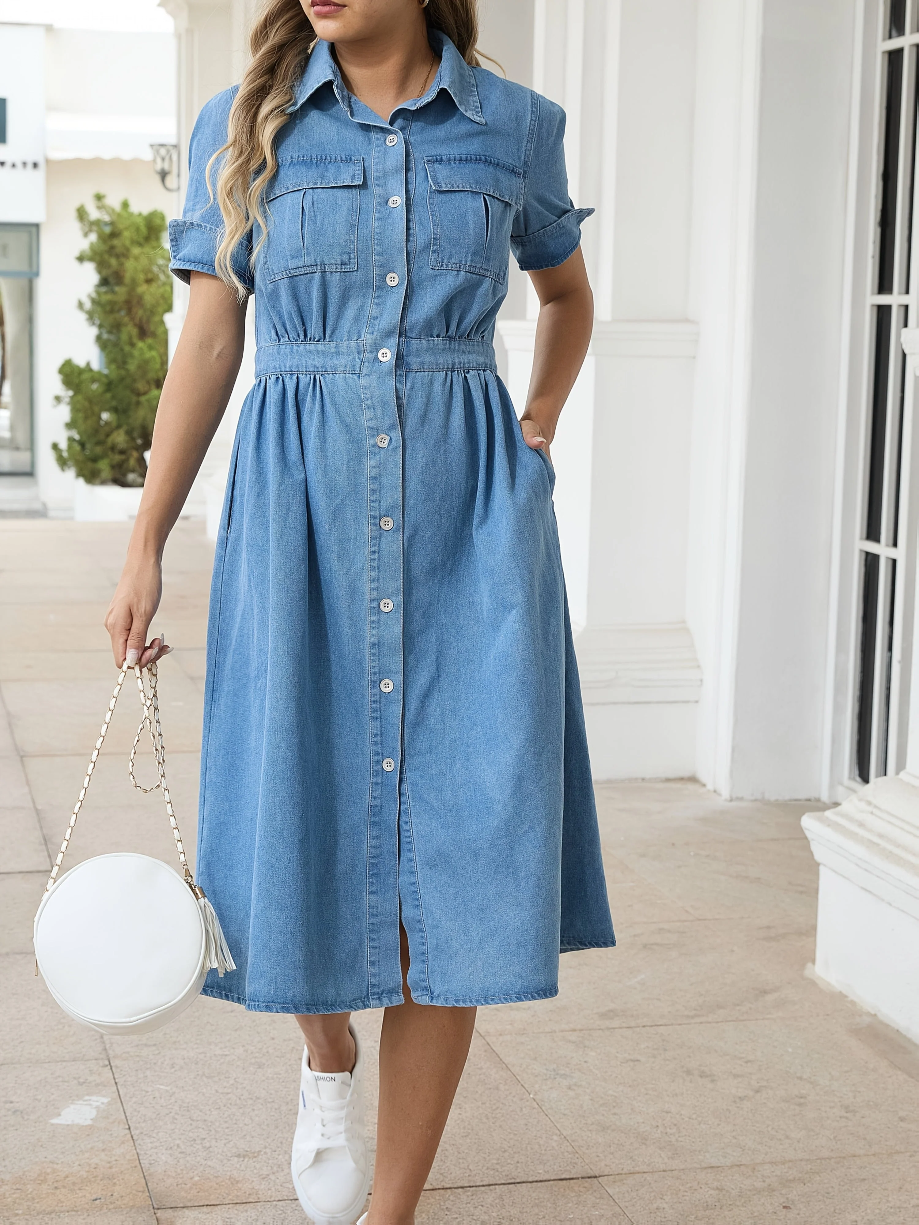 Heidi-Mode | Stylische Denim Midi Kleid mit Knopfverschluss - Image 6