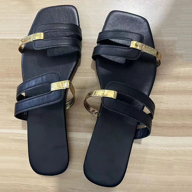 Heidi-Mode | Stylische Flache Sandalen mit Trendigem Design Sandalen mit Mehreren Riemen Über Dem Fuß für Damen - Image 11