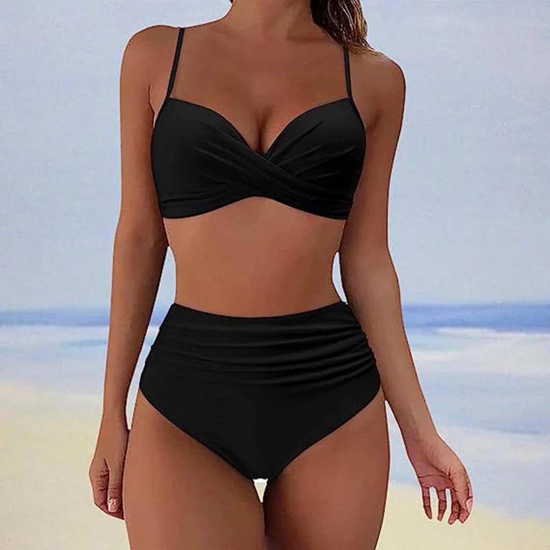 Heidi-Mode | Stylischer Gepolsterter High-Waist-Bikini Klassischer Zweiteiliger Badeanzug mit Hoher Taille für Damen - Image 2
